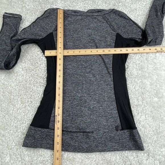Lululemon Full Tilt Ruffle Long Sleeve Shirt Heathered Black - Picture 9 of 10